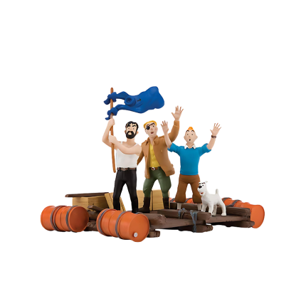 فیگور تن‌ تن Radeau Tintin, Haddock, Szut et Milou Atelier Plastoy 24 cm