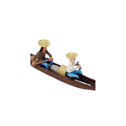 فیگور تن‌ تن Pirogue Tintin, I'indien et Milou Atelier Plastoy 24 cm