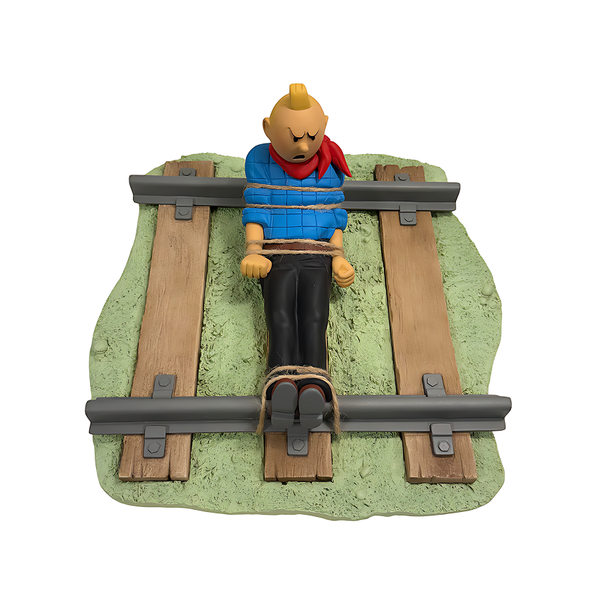 فیگور تن تن Figurine Tintin attaché sur rail St Emett 50 ex فیگور تن تن Figurine Tintin attaché sur rail St Emett 50 ex