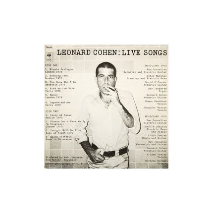 صفحه گرام Leonard Cohen: Live Songs - VINYL LP